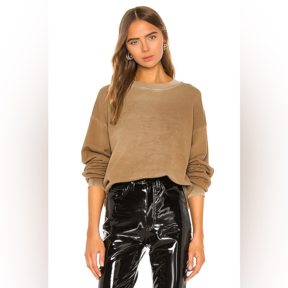 Cotton citizen brown crop crew neck sweatshirt